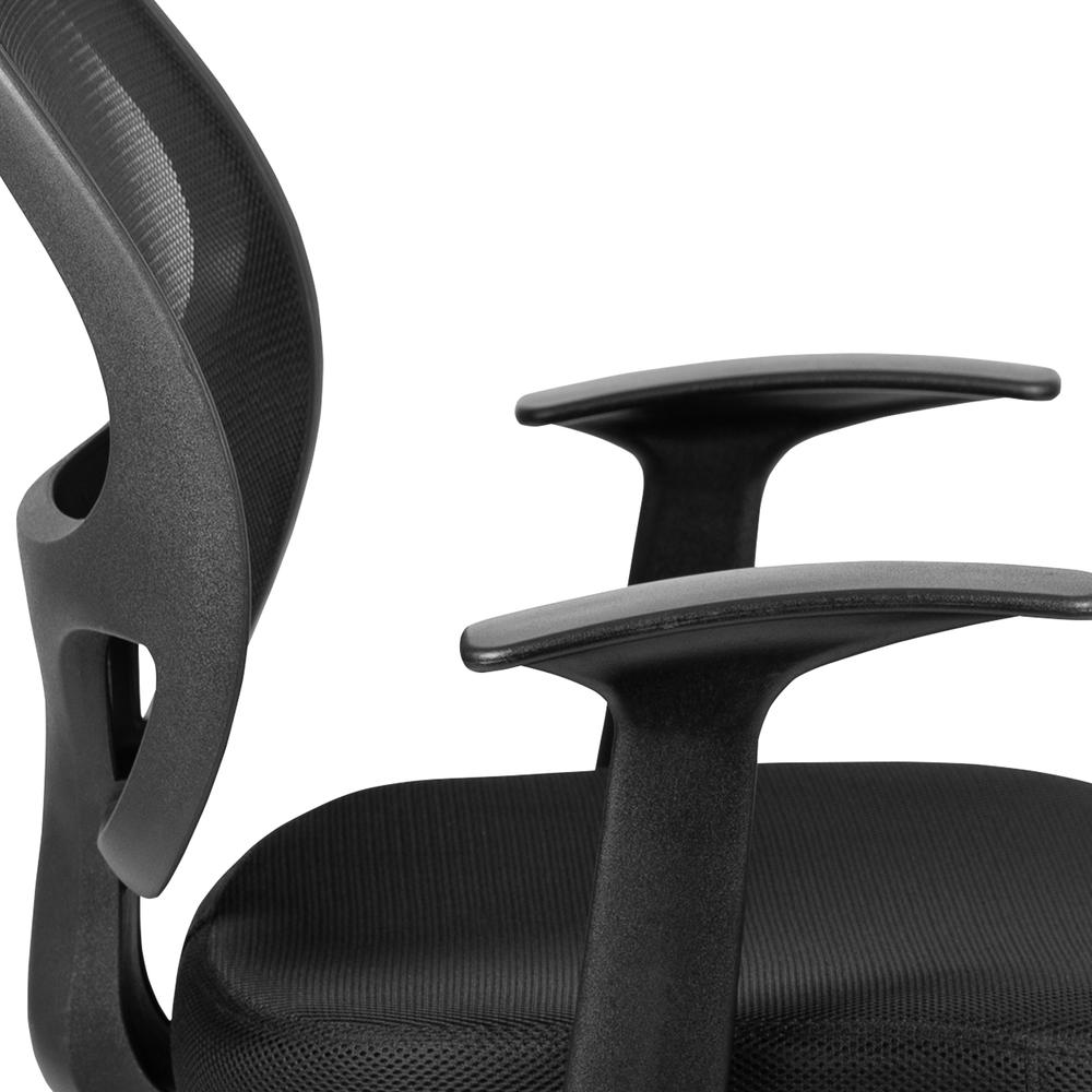 Mid-Back Black Mesh Swivel Ergonomic Task Office Chair with T-Arms - Desk Chair, BIFMA Certified. Picture 7