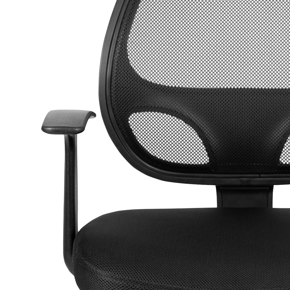 Mid-Back Black Mesh Swivel Ergonomic Task Office Chair with T-Arms - Desk Chair, BIFMA Certified. Picture 8