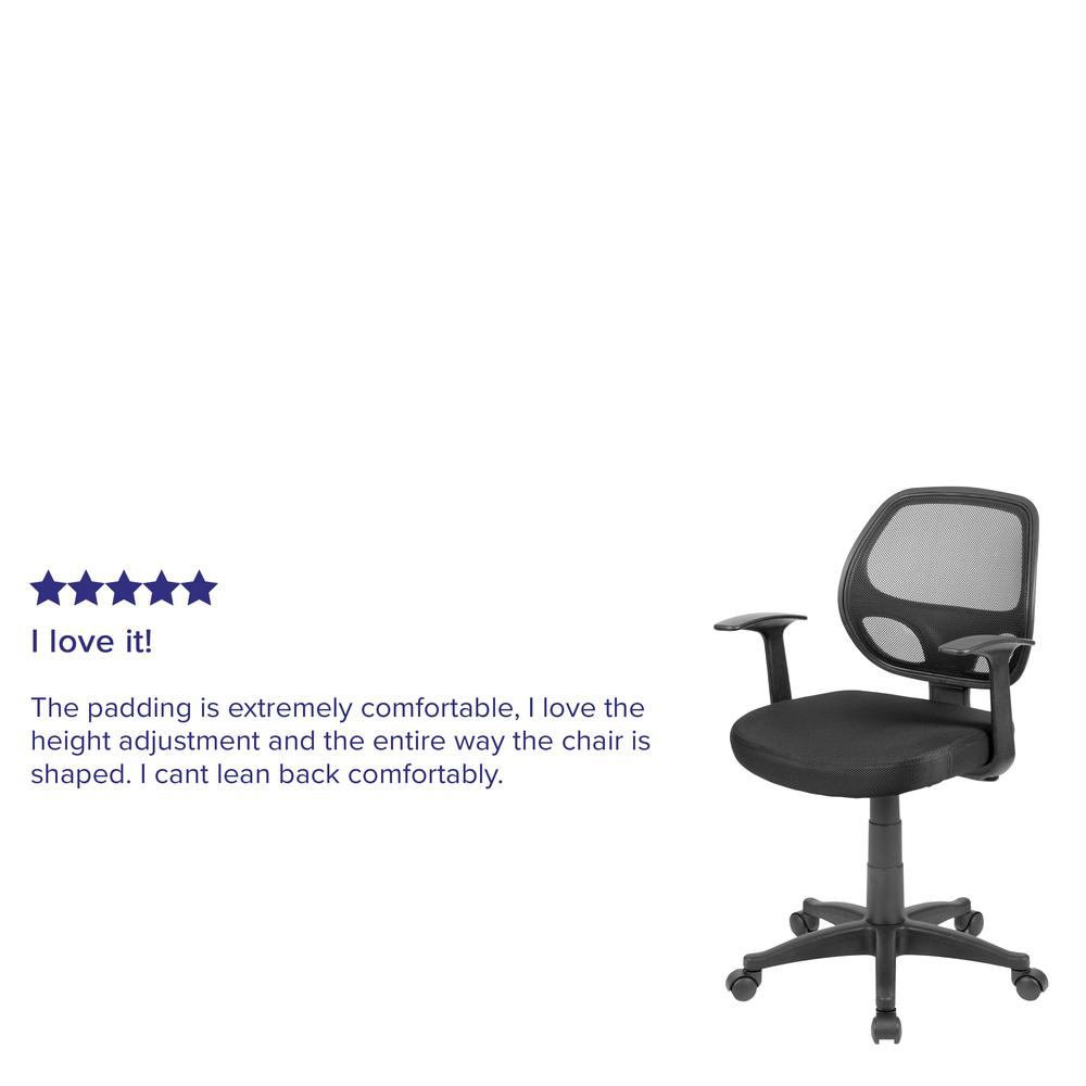 Mid-Back Black Mesh Swivel Ergonomic Task Office Chair with T-Arms - Desk Chair, BIFMA Certified. Picture 14