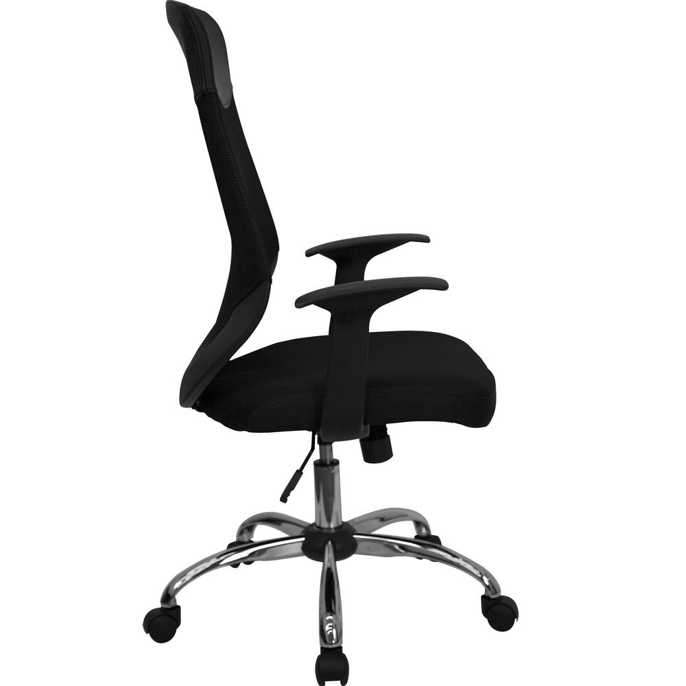 High Back Black Mesh Executive Swivel Office Chair with Arms. Picture 2