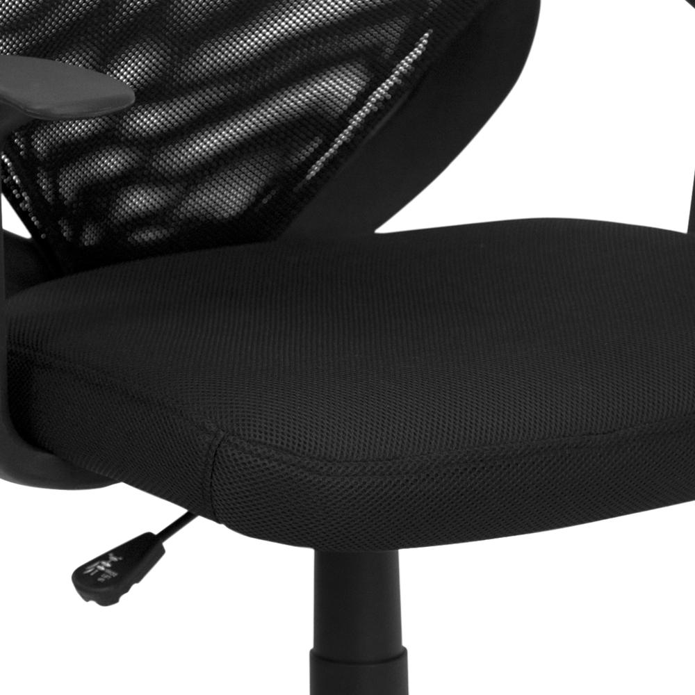 Mid-Back Black Mesh Tapered Back Swivel Task Office Chair with T-Arms. Picture 5