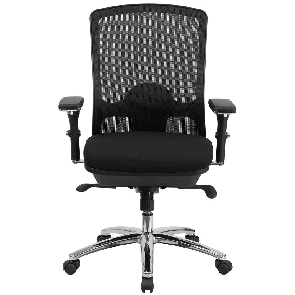 24/7 Intensive Use Big & Tall 350 lb. Rated Black Mesh Multifunction Swivel Ergonomic Office Chair. Picture 4
