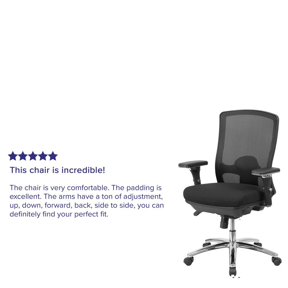 24/7 Intensive Use Big & Tall 350 lb. Rated Black Mesh Multifunction Swivel Ergonomic Office Chair. Picture 7