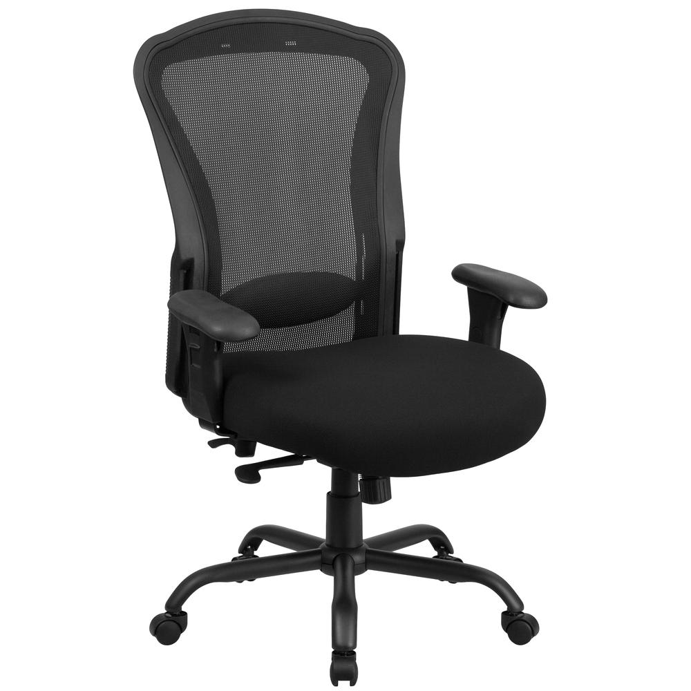 24/7 Intensive Use Big & Tall 400 lb. Rated Black Mesh Multifunction Synchro-Tilt Ergonomic Office Chair. Picture 1