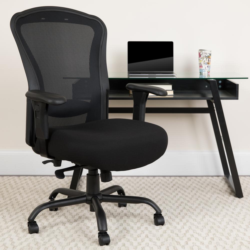 24/7 Intensive Use Big & Tall 400 lb. Rated Black Mesh Multifunction Synchro-Tilt Ergonomic Office Chair. Picture 6