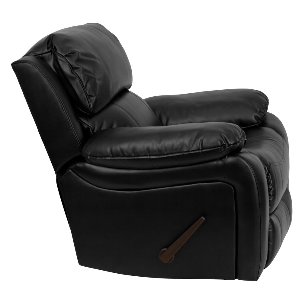 Black LeatherSoft Rocker Recliner + Headrest Cover. Picture 2