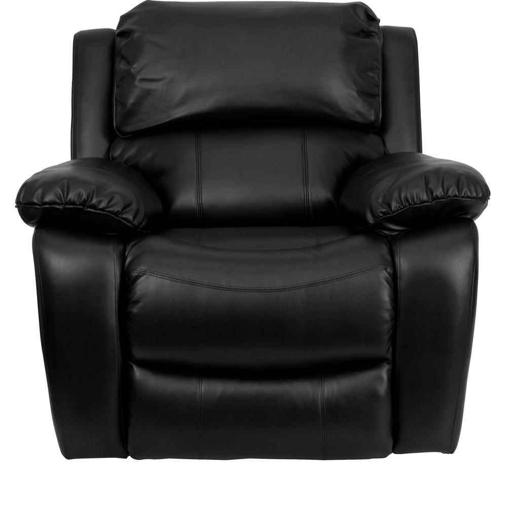 Black LeatherSoft Rocker Recliner + Headrest Cover. Picture 4