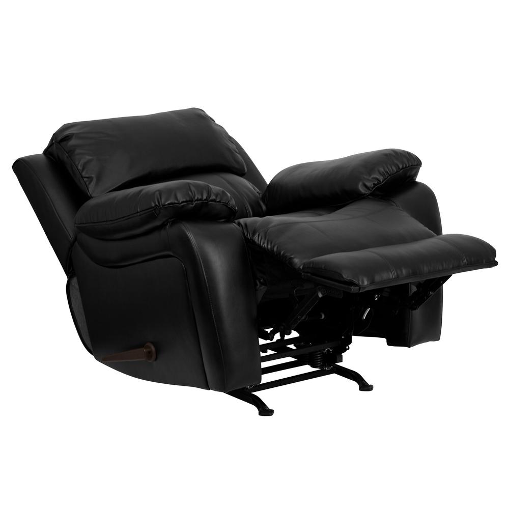 Black LeatherSoft Rocker Recliner + Headrest Cover. Picture 5