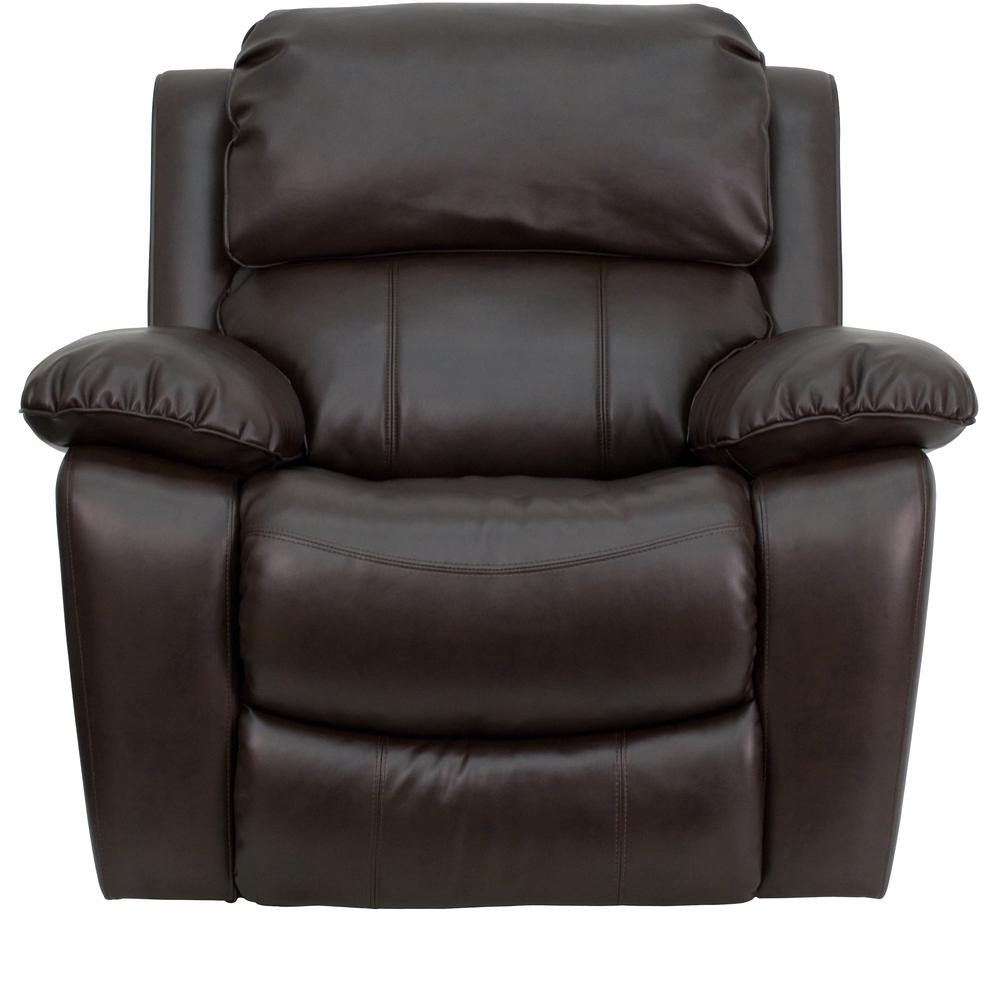 Brown LeatherSoft Rocker Recliner + Headrest Cover. Picture 4