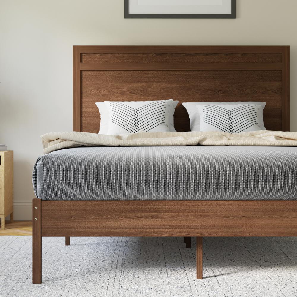 Modern Full Size Wooden Platform Bed with Headboard. Picture 9