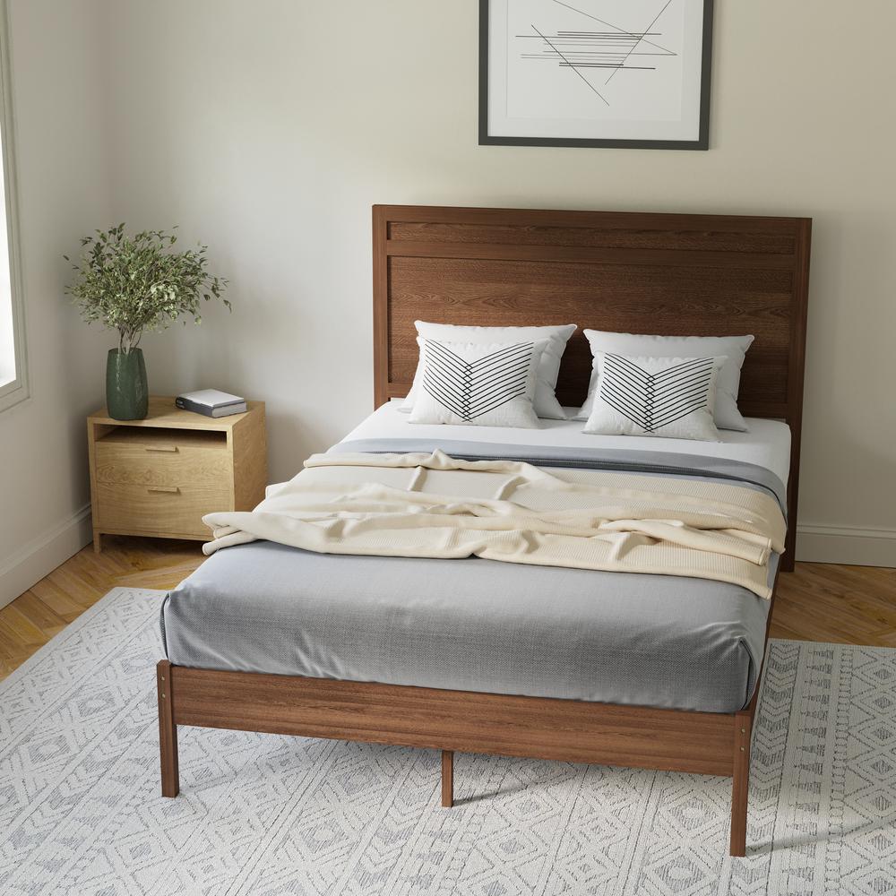 Modern Full Size Wooden Platform Bed with Headboard. Picture 3