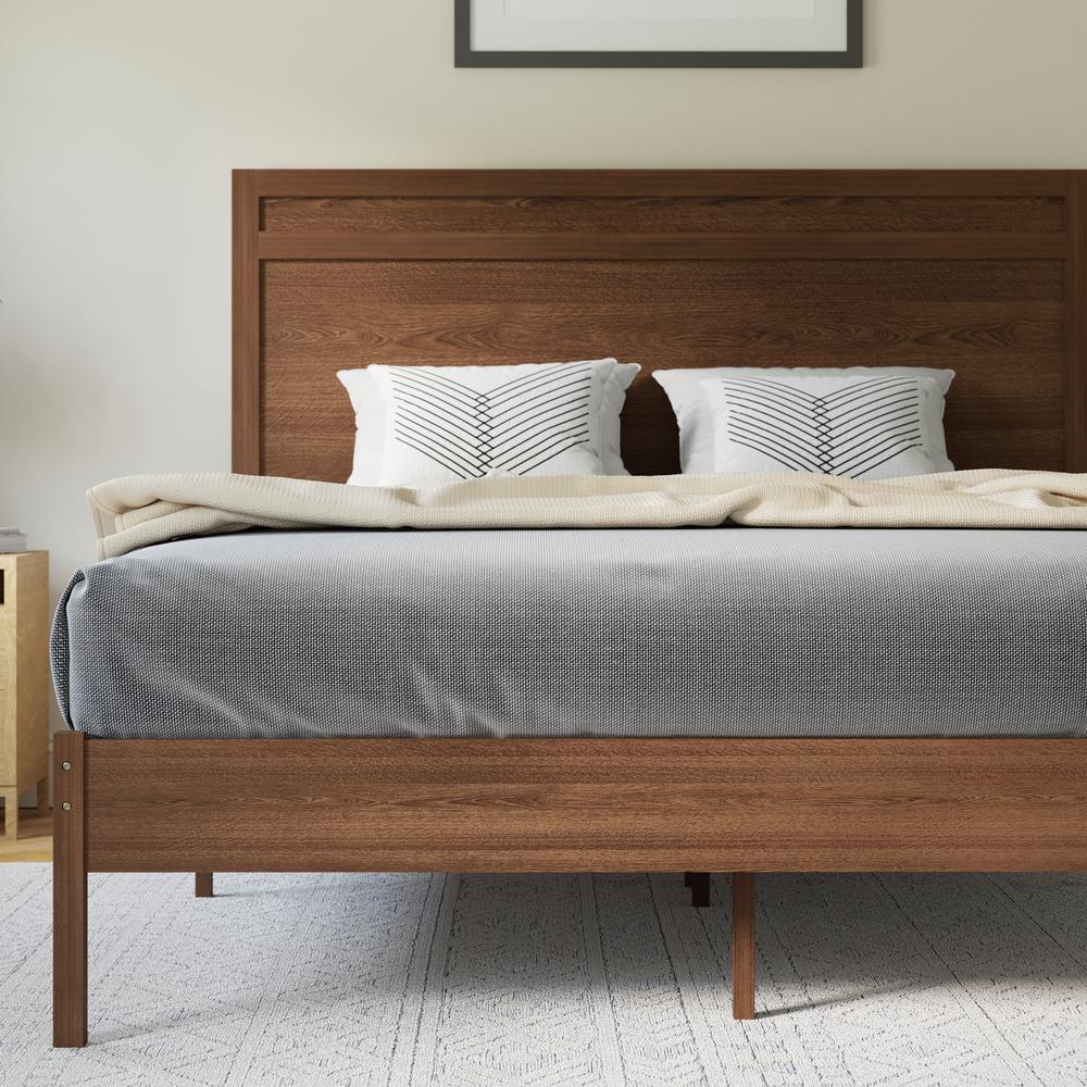 Modern Queen Size Wooden Platform Bed with Headboard. Picture 9