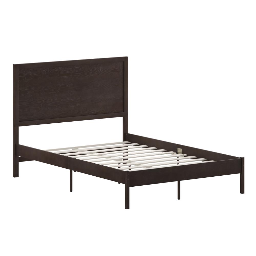 Modern Full Size Wooden Platform Bed with Headboard. Picture 1