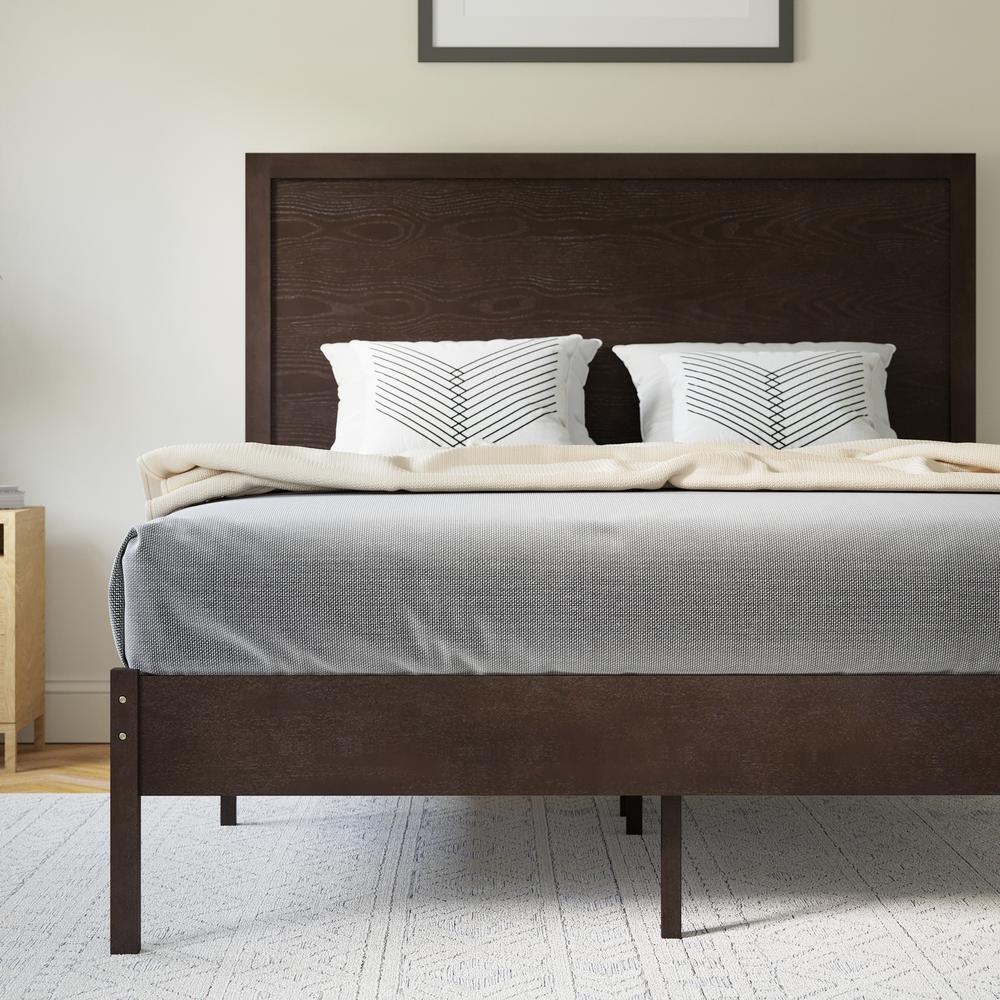 Modern Full Size Wooden Platform Bed with Headboard. Picture 9
