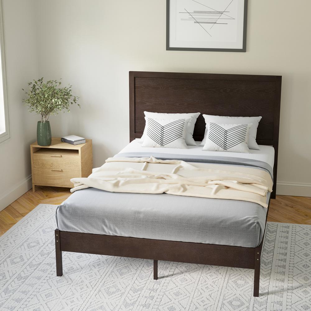 Modern Full Size Wooden Platform Bed with Headboard. Picture 4