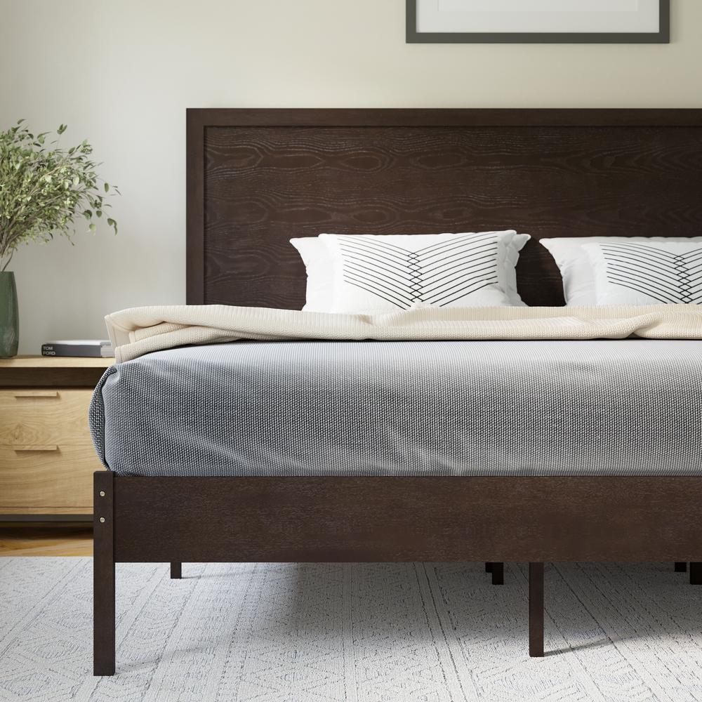 Modern King Size Wooden Platform Bed with Headboard. Picture 9
