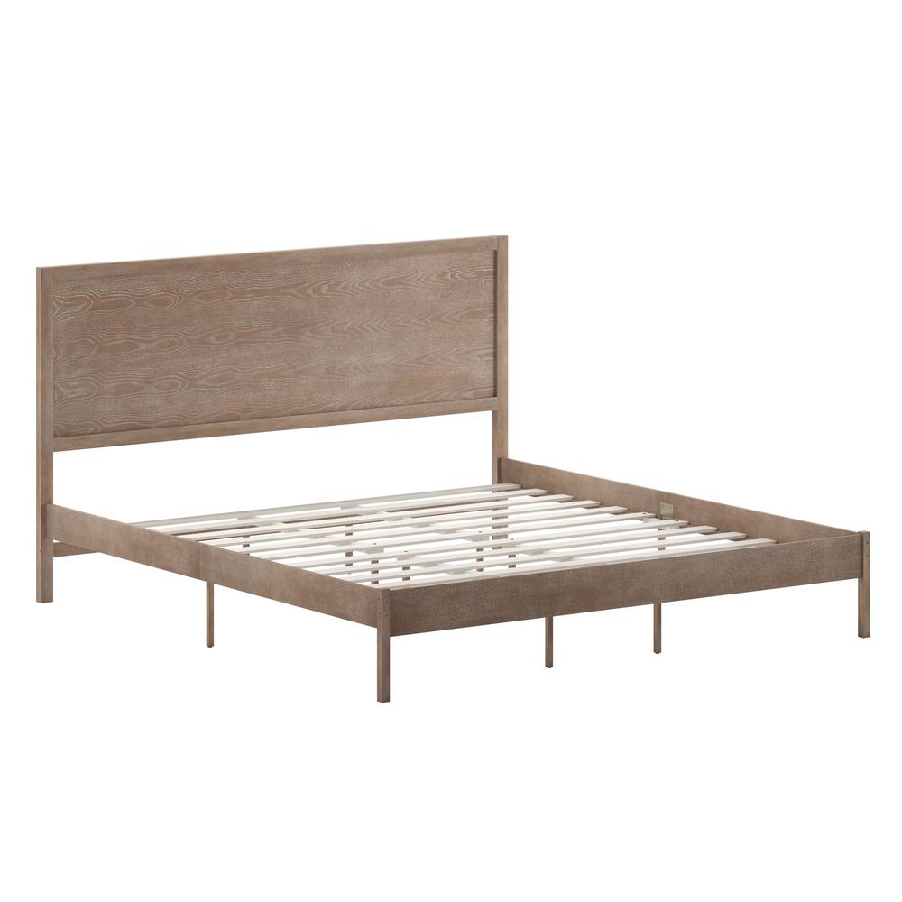Modern Queen Size Wooden Platform Bed with Headboard. Picture 1