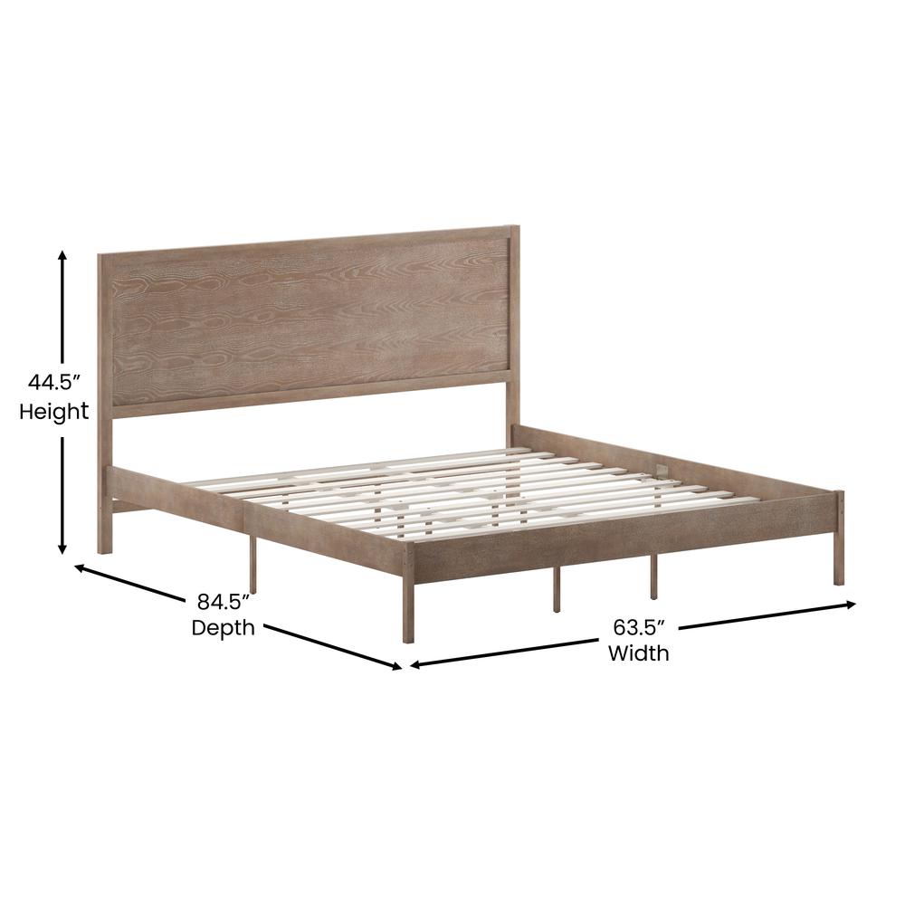 Modern Queen Size Wooden Platform Bed with Headboard. Picture 8