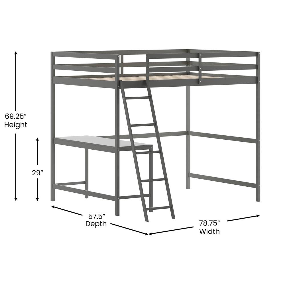 Twin Loft Bed Frame with Desk. Picture 8