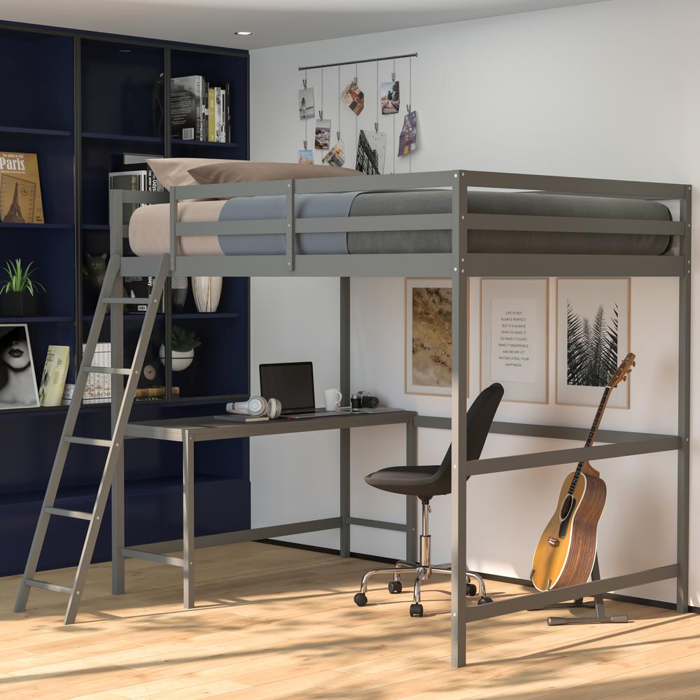 Twin Loft Bed Frame with Desk. Picture 9