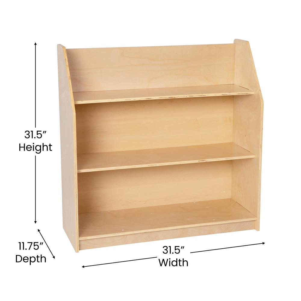 Natural Wooden 3 Shelf Book Display with Safe. Picture 5