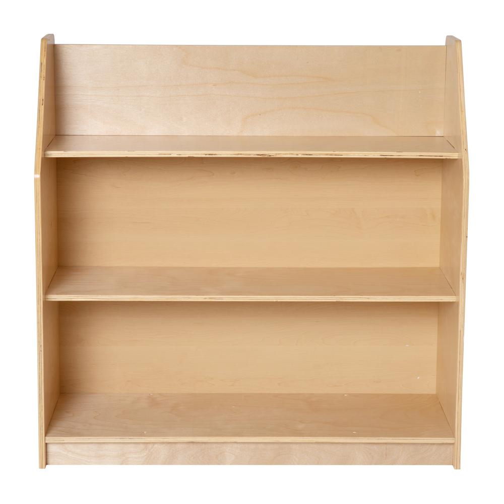 Natural Wooden 3 Shelf Book Display with Safe. Picture 10