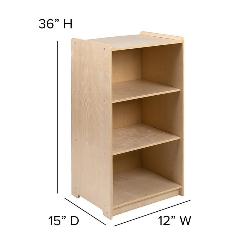 Wooden 3 Section School Classroom Storage Cabinet - 36"H (Natural). Picture 6