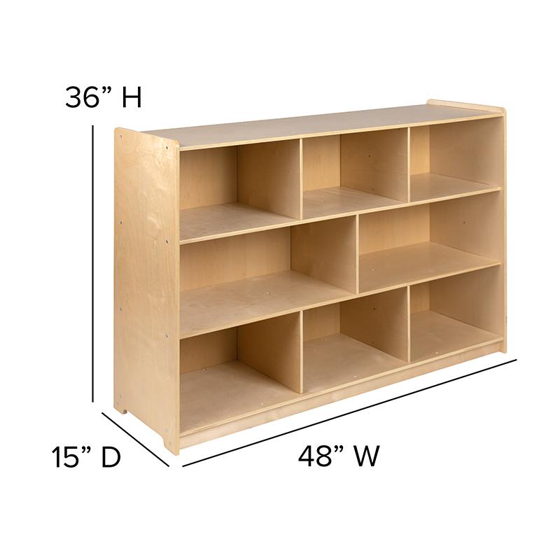 Wooden 8 Section School Classroom Storage Cabinet - 36"H (Natural). Picture 6