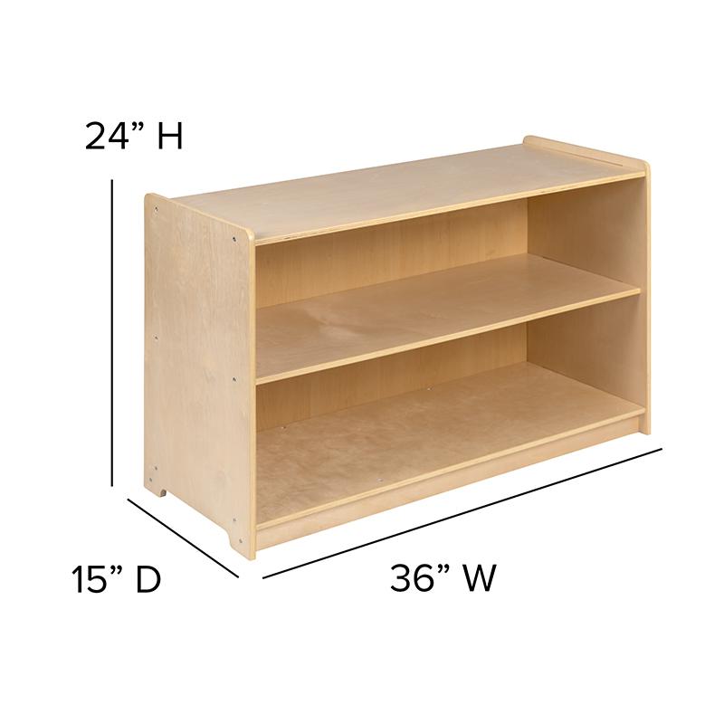 Wooden 2 Section School Classroom Storage Cabinet for Commercial or Home Use - Safe, Kid Friendly Design - 24"H x 36"L (Natural). Picture 6