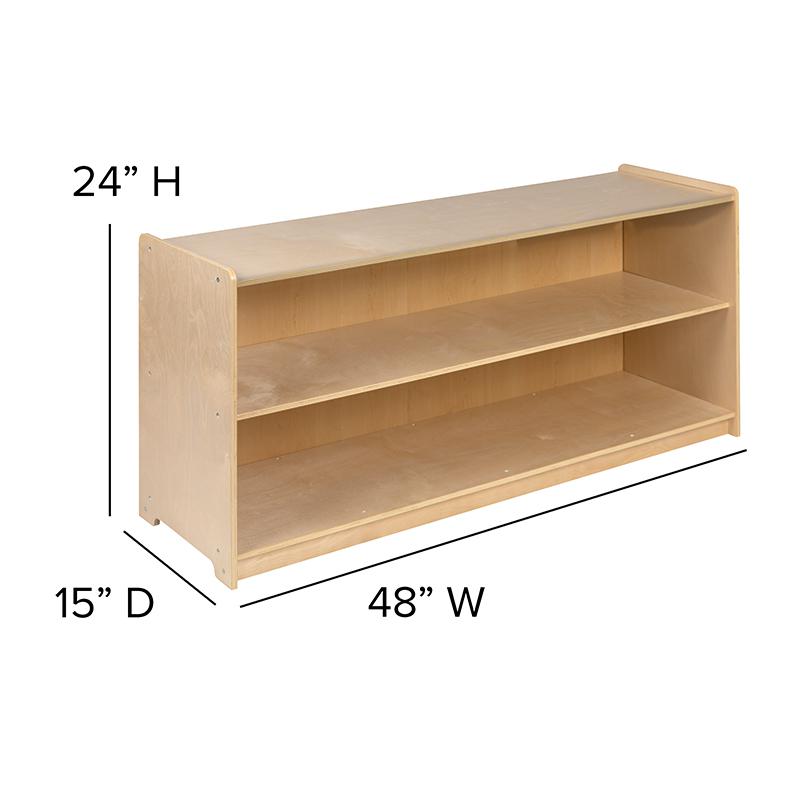 Wooden 2 Section School Classroom Storage Cabinet - 24"H x 48"L (Natural). Picture 6