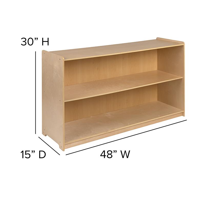 Wooden 2 Section School Classroom Storage Cabinet - 30"H x 48"L (Natural). Picture 6