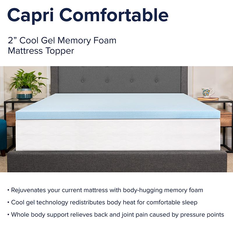2 inch Cool Gel Mattress Topper with CertiPUR-US Certified Memory Foam - Full. Picture 4