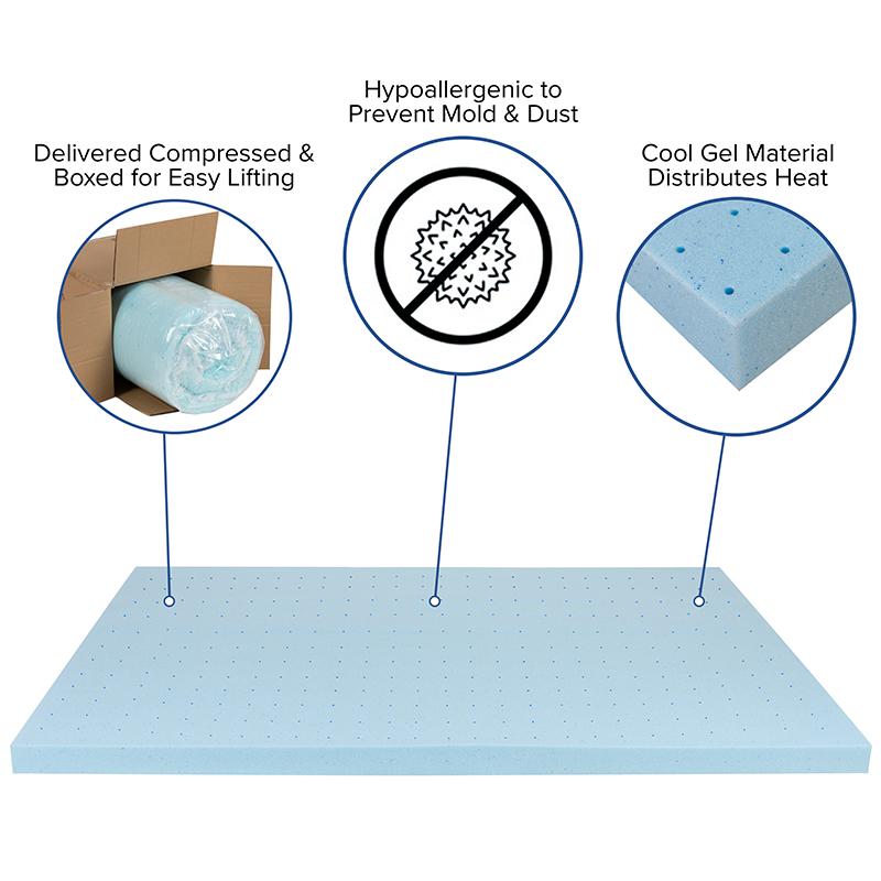 3 inch Cool Gel Mattress Topper with CertiPUR-US Certified Memory Foam - Full. Picture 5