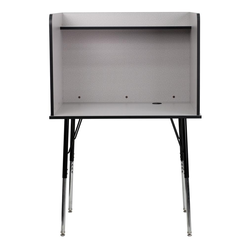 Study Carrel with Adjustable Legs and Top Shelf in Nebula Grey Finish. Picture 3