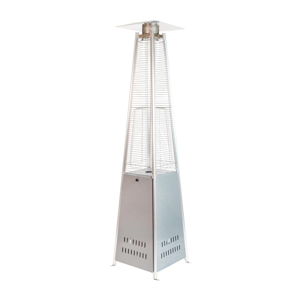 Patio Heating-Silver Stainless Steel Pyramid with Wheels. Picture 2