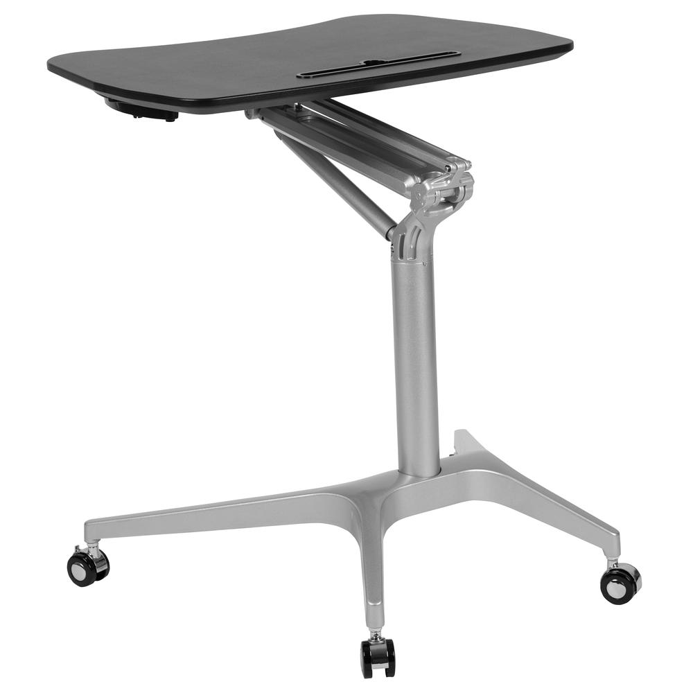 Mobile Sit-Down, Stand-Up Black Computer Ergonomic Desk with 28.25"W Top (Adjustable Range 29" - 41"). Picture 1