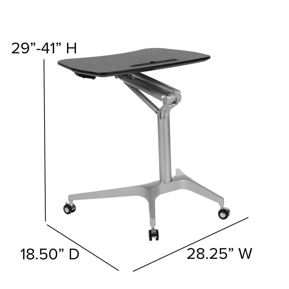 Mobile Sit-Down, Stand-Up Black Computer Ergonomic Desk with 28.25"W Top (Adjustable Range 29" - 41"). Picture 4
