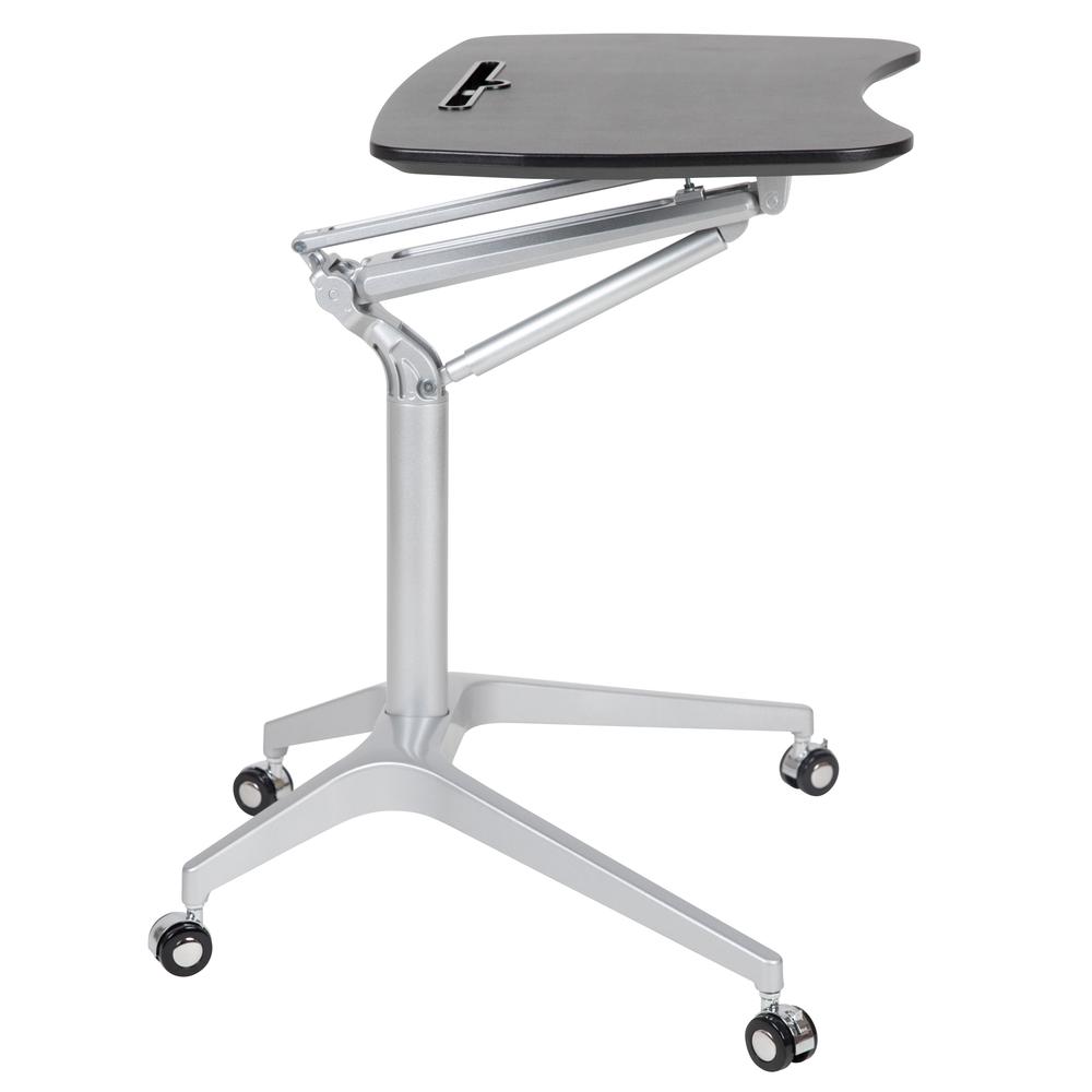 Mobile Sit-Down, Stand-Up Black Computer Ergonomic Desk with 28.25"W Top (Adjustable Range 29" - 41"). Picture 3