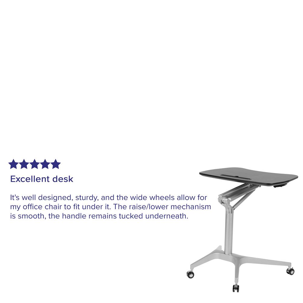 Mobile Sit-Down, Stand-Up Black Computer Ergonomic Desk with 28.25"W Top (Adjustable Range 29" - 41"). Picture 13
