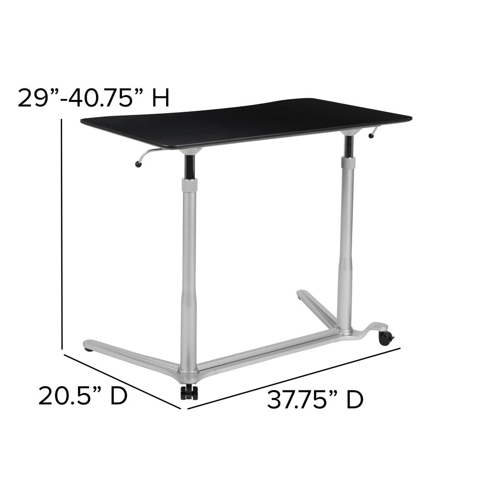Sit-Down, Stand-Up Black Computer Ergonomic Desk with 37.375"W Top (Adjustable Range 29" - 40.75"). Picture 4