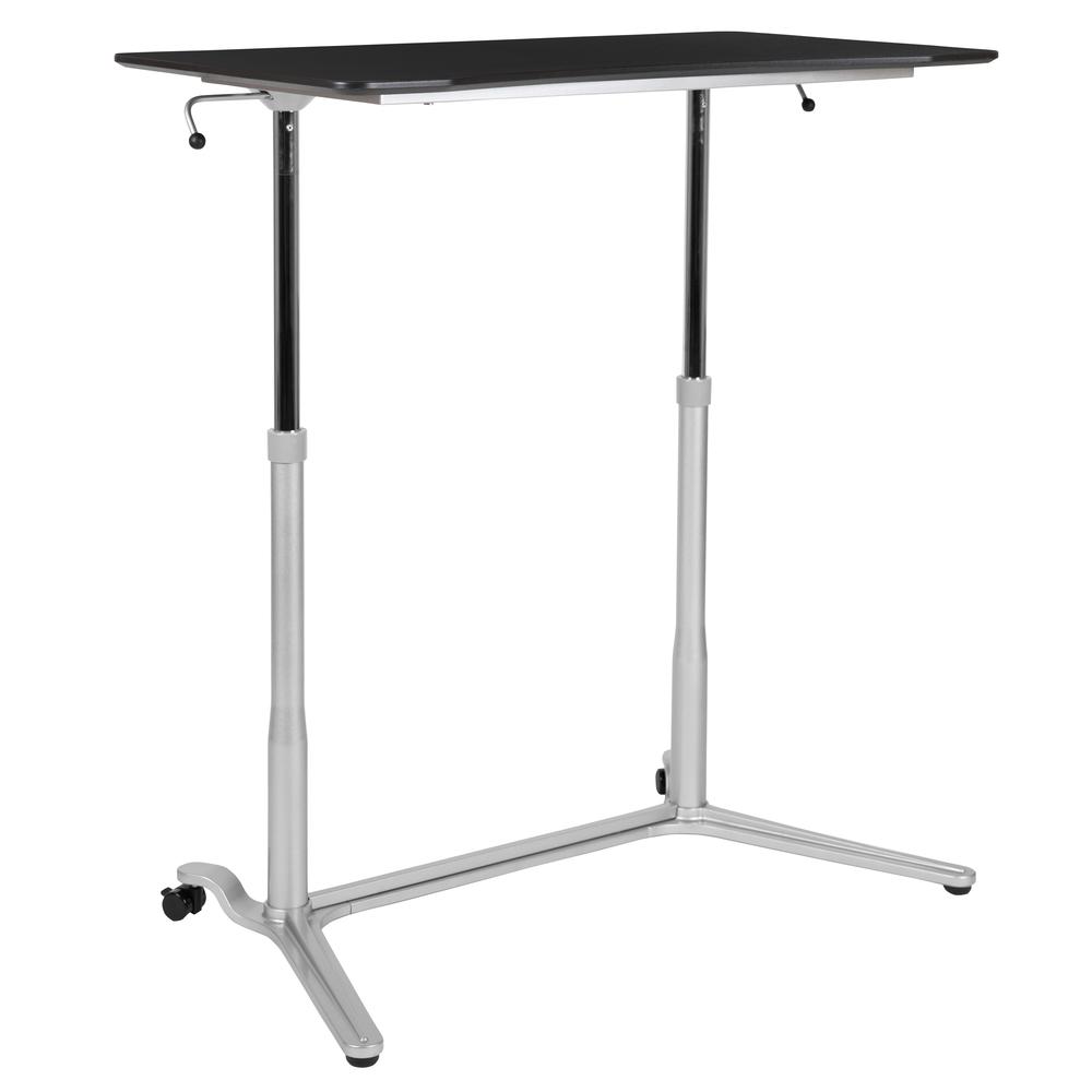 Sit-Down, Stand-Up Black Computer Ergonomic Desk with 37.375"W Top (Adjustable Range 29" - 40.75"). Picture 5
