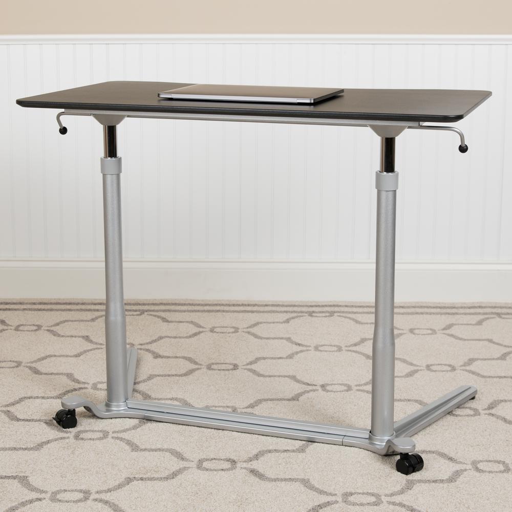 Sit-Down, Stand-Up Black Computer Ergonomic Desk with 37.375"W Top (Adjustable Range 29" - 40.75"). Picture 2