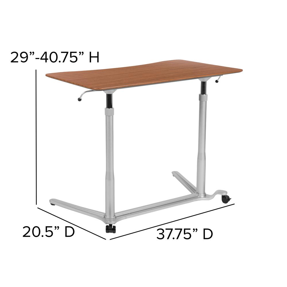 Sit-Down, Stand-Up Cherry Computer Desk with 37.375"W Top (Range 29" - 40.75"). Picture 4