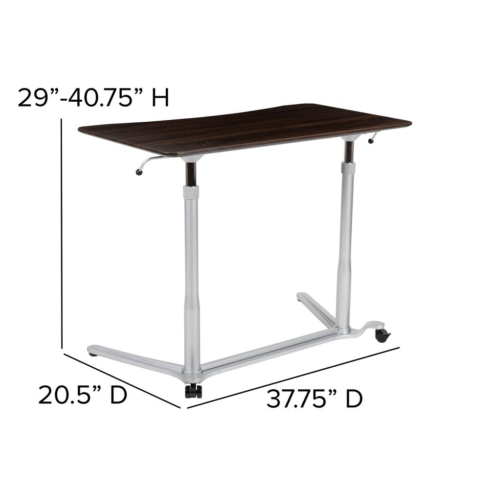 Sit-Down, Stand-Up Dark Wood Grain Computer Ergonomic Desk with 37.375"W Top (Adjustable Range 29" - 40.75"). Picture 4