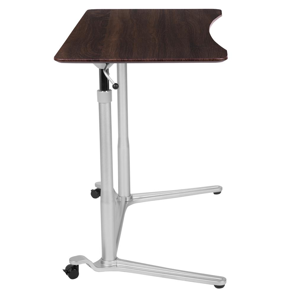 Sit-Down, Stand-Up Dark Wood Grain Computer Ergonomic Desk with 37.375"W Top (Adjustable Range 29" - 40.75"). Picture 3