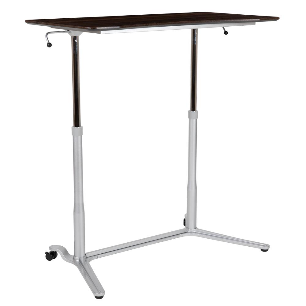 Sit-Down, Stand-Up Dark Wood Grain Computer Ergonomic Desk with 37.375"W Top (Adjustable Range 29" - 40.75"). Picture 5