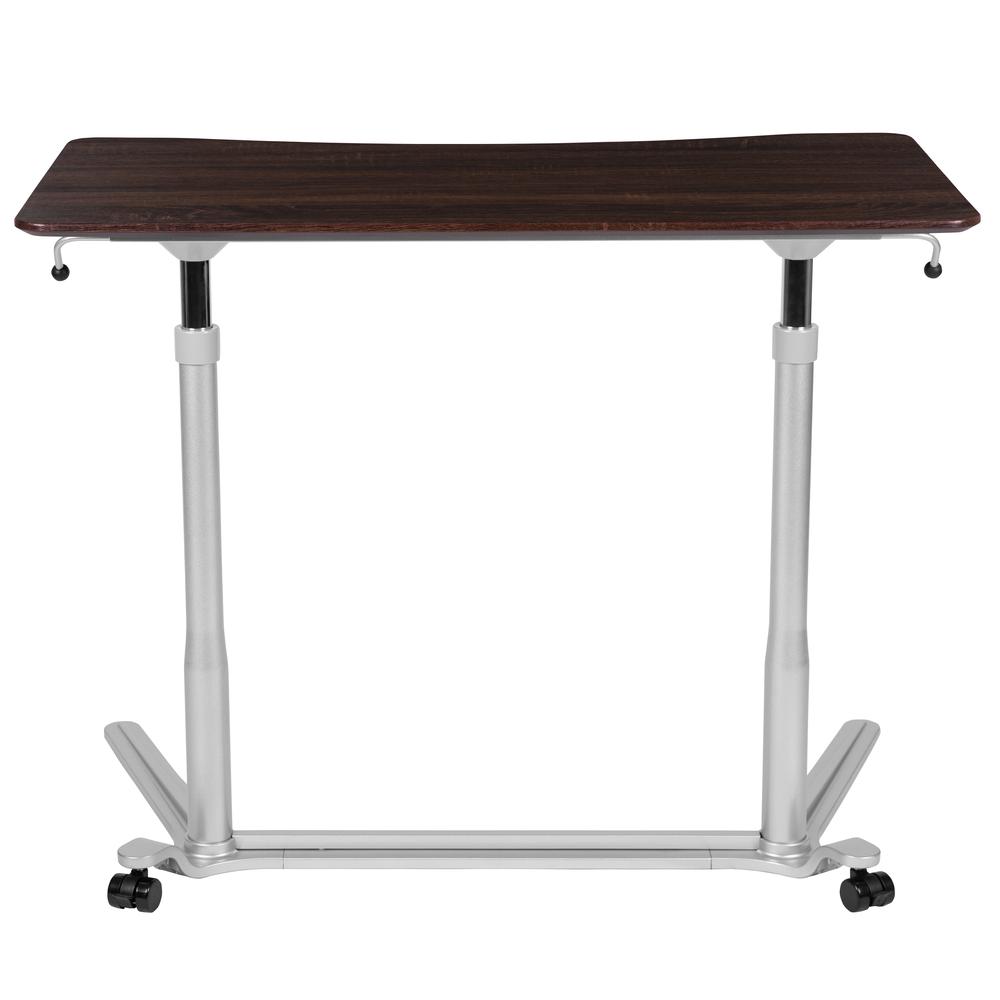 Sit-Down, Stand-Up Dark Wood Grain Computer Ergonomic Desk with 37.375"W Top (Adjustable Range 29" - 40.75"). Picture 5