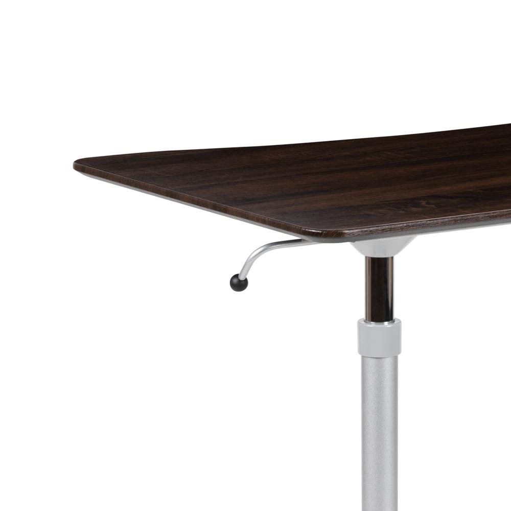Sit-Down, Stand-Up Dark Wood Grain Computer Ergonomic Desk with 37.375"W Top (Adjustable Range 29" - 40.75"). Picture 8