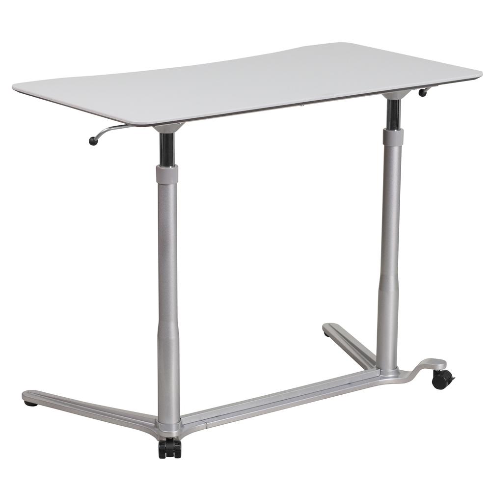 Sit-Down, Stand-Up Light Gray Computer Ergonomic Desk with 37.375''W Top (Adjustable Range 29'' - 40.75''). Picture 1