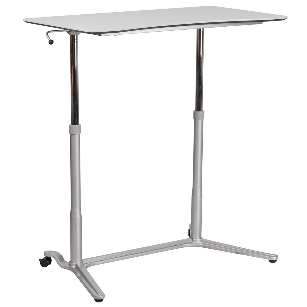 Sit-Down, Stand-Up Light Gray Computer Ergonomic Desk with 37.375''W Top (Adjustable Range 29'' - 40.75''). Picture 3